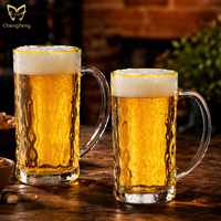 Chope à bière en verre épais à motif grain de bois avec poignée, 12oz 14oz, verre à eau robuste pour la maison, le bar ou le pub