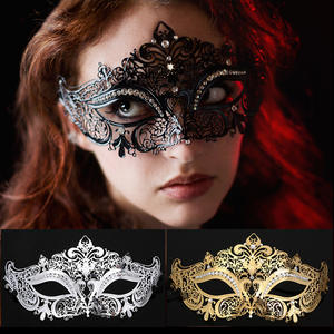 Mascherina in maschera da donna maschera in metallo con strass lucido sera sera sera per ballo ballo da ballo accessori per costumi da Bar - Product Image 4