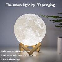 Lampe de Nuit LED 2026, Lampe Lune 3D Imprimée, Rechargeable, Lumière Chaude et Froide, Batterie 400mAh, Autonomie 3-6h, Décoration Maison Chambre