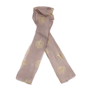 Sciarpa lunga in cotone TR 70x180 cm con stampa albero della vita dorato, accessorio moda donna - Product Image 1