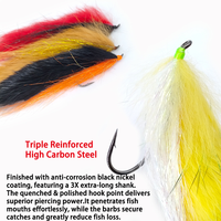 Leurre à mouche Zongke Long Tail Streamer 2 #   Hameçon barbelé à haute teneur en carbone de 0,8 g avec appât en fourrure souple pour la pêche au bar, au culter et aux poissons prédateurs d'eau douce et salée