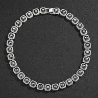 NL2068 Bijoux à breloques gris carré en alliage de sucre et de diamant Collier à chaîne cubaine pour femmes hommes 12mm Fashion Black Glass Charm