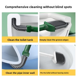 Escobilla de Baño sin Esquinas Muertas, Montaje en Pared sin Perforaciones, Material de Silicona PP+TPR, Set de Limpieza Modelo <span class=keywords><strong>MT9</strong></span> para Uso Doméstico en Baños - Product Image 3