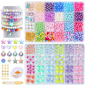 Marine Themed Beaded Bracelet <b>DIY</b> <b>Kit</b> Loose Mixed Beads Jewelry Accessories Plastic Resin Handmade Craft Supplies - Product Image 4