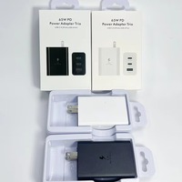 Cargador de Pared de 65W PD y QC2.0 con 2 Puertos USB-C + 1 Puerto USB-A, Enchufes EU/UK/US, Portátil para S26/S25