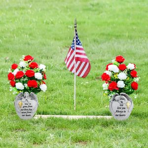 Vaso commemorativo a croce d'angelo per cimitero, 2 pezzi, con picchetti in ferro, decorazione da <span class=keywords><strong>giardino</strong></span>, regalo commemorativo per l'amore perso - Product Image 4