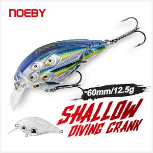 NOEBY 60mm/12.5g Crankbait Fishing Lures Sound Floating Single Tiny Bait Fishes Baits Wobblers for Clean and Dirty Water