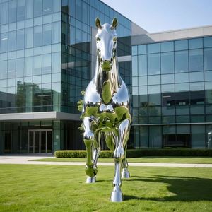 Escultura Moderna de Caballo Corriendo en Acero Inoxidable Pulido, Personalizada de Fábrica, Arte Animal Adecuado para Parques y Plazas al Aire Libre - Product Image 6