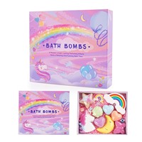 Vente en gros de marque privée de bombe de bain vegan de luxe jouet nuage arc-en-ciel pour enfants coffret cadeau de bombe de bain bio