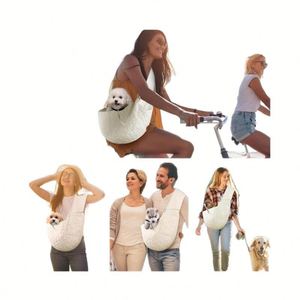 Hands-Free Quilted <b>Pet</b> Sling <b>Carrier</b> Bag for Small Dogs Cats, Nylon Cotton Crossbody Puppy Travel Sling Bag - Product Image 3