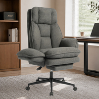 Chaise de bureau à dossier croisé avec accoudoirs réversibles en tissu Teddy et support lombaire pour la maison et le bureau