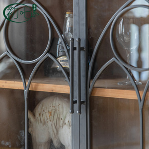 Vintage Distressed Entryway Cabinet With Carved Details Storage <b>Sideboard</b> For Living Room - Product Image 4