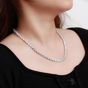 Simplicity CZ Zircon Crystal <strong>Pure</strong> White Love Heart Splicing Chain Necklace for Women Appointment Bridal Jewelry - Product Image 4