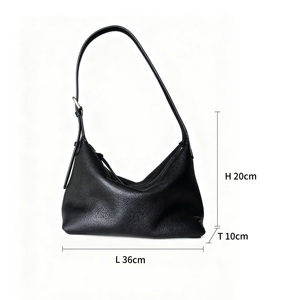 复古真皮轻质防水女式单肩包大容量斜挎包流浪汉风格单肩带拉链闭合 - Product Image 2