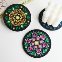 Sous-verres en acrylique personnalisés en gros, motifs floraux et points, sous-verres ronds pour café, restaurant, boutique de cadeaux, décoration de table