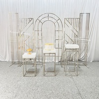 Fournitures de mariage, support de toile de fond, arche en métal argenté, ensemble de toile de fond pour la décoration de fête de mariage