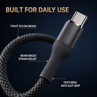 Câble de charge rapide USB C vers USB C 60W 3A PD, tressé en nylon, connecteur en alliage de zinc, fournisseur OEM en gros