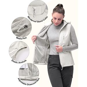 Chaleco Softshell con Capucha para Mujer, Marca Breman, Forro Polar de Poliéster, Impermeable, Cortavientos, Cálido, para Senderismo Invernal, con Bolsillos - Product Image 3