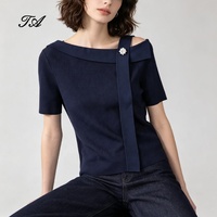Tyan 2026 – Nouveau pull tendance à manches mi-longues et coupe ajustée pour femme, design asymétrique à une épaule, en maille