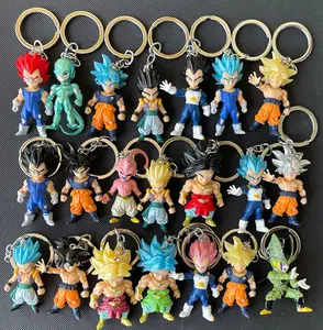 21pc por conjunto Anime 3D DBZ Figura Chaveiro Personagem Dos Desenhos Animados Goku PVC Chaveiro Pingente Pendurado para Mochila Chaveiro