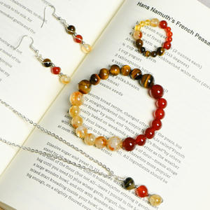 Bracelet énergétique unisexe à succès, 12 signes du zodiaque, perles de cristal naturel avec pendentif en citrine <span class=keywords><strong>et</strong></span> en cornaline, style tendance - Product Image 1
