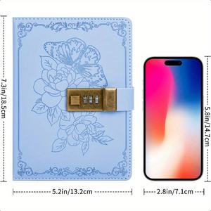 Carnet de notes en cuir à couverture rigide pour femmes et filles avec serrure vintage - Product Image 3