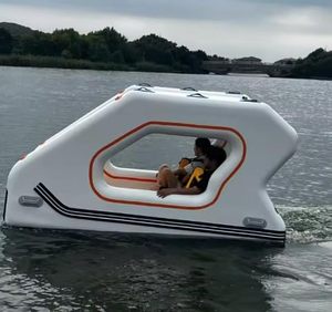 Hot Sale PVC Inflatable Floating <b>Yacht</b> Boat Water House 4 Person Capacity Luxury Water Floating Villa for Pool Lake Water Sports - Product Image 3