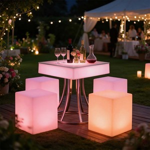 RGB Color Changing LED <strong>Light</strong> up Cube Chair &amp; Bar <strong>Table</strong> Set Modern Lounge Furniture for Outdoor Indoor Party - Product Image 5