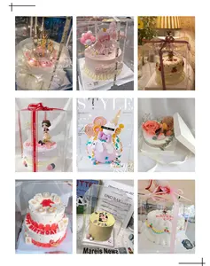 Großhandel benutzer definierte hohe Qualität transparente klare hohe Hochzeit Geburtstag Kunststoff Kuchen boxen Kuchen Werkzeuge