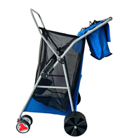 Chariot de pêche pliable avec roues et chariot de plage, chaise de pêche en acier et fer avec frein à pédale latéral