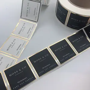 Adesivo de logotipo personalizado, etiqueta de velas privadas impermeável, folha de ouro fosca, impressão de rótulo para jarras de velas