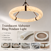 Lustre Moderne Translucide Blanc en Onyx Artificiel Décoratif, Anneau en Albâtre, Décoration Murale de Luxe pour la Maison, Découpable sur Mesure