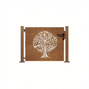 Puerta de Jardín de Acero Corten 39.4x39.4 con Diseño Único de Árbol, Estilo Rústico para Exteriores, Puerta Batiente - Product Image 1