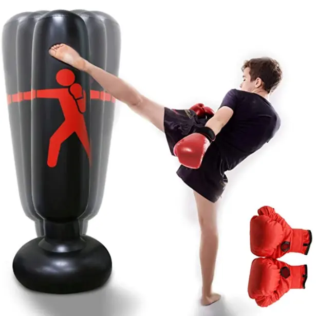 63 Inci Tiup Fitness Home Gym Peralatan Berdiri Punching Bag untuk Anak-anak & Dewasa Termasuk Pompa Kaki