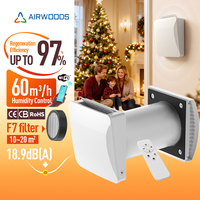 ECO PAIR 1 2 Ventilateur de récupération de chaleur mural ERV 60 m³/h, efficacité 97 %, système de ventilation d'air frais à faible consommation d'énergie pour la maison