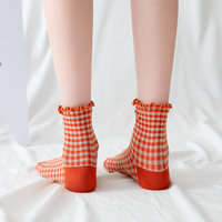 Chaussettes courtes pour femmes et jeunes filles, mignonnes, à volants effet « laitue », respirantes, en coton tricoté doux, écologiques, imprimé léopard, décontractées