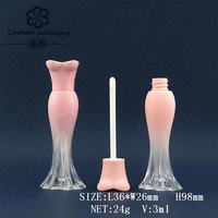Tubes de brillant à lèvres en plastique rose en forme de sirène de 3 ml avec bouchon à vis, étiquette personnalisée recyclable, mignons, vente en gros