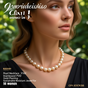 Collier de perles en acier inoxydable 316L plaqué or PVD, bijoux durables et résistants pour femmes - Product Image 3