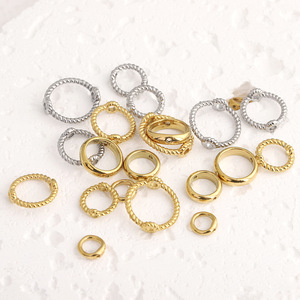 Anneau perlé en acier inoxydable plaqué or et argent, double trou, composants de bijoux DIY pour accessoires de tissage de perles - Product Image 5