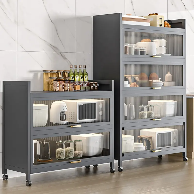 Différentes couches armoires de cuisine avec portes supports de stockage anti-poussière dans l'organisateur de cuisine domestique KCW599