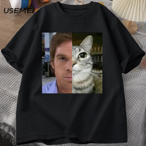 T-shirt Dexter Morgan Cat, divertente maglietta in cotone a maniche corte con scollo a <span class=keywords><strong>O</strong></span>, abbigliamento streetwear unisex, abbigliamento da uomo, t-shirt stampata Harajuku. - Product Image 1