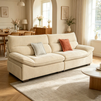 Canapé carré en chenille chaud avec rembourrage en éponge pour salon de villa, design durable pour une longue tenue assise et une relaxation optimale