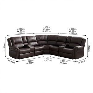 Conjunto de Sofá Seccional Reclinable Eléctrico Moderno en Cuero Sintético con Estructura Metálica Resistente para Decoración de Sala de Estar, Hogar u Hotel - Product Image 3