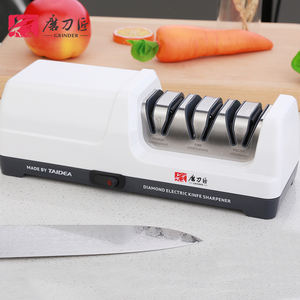 جهاز شحذ سكاكين كهربائي احترافي بحواف 20 درجة مع مواد كشط وراتنج ماسي وأدلة زاوية دقيقة ، 3 مراحل ، أبيض - Product Image 1