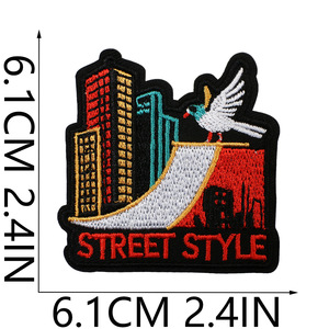 Patchs brodés personnalisés Streetwear Flamme Skateboard Style Hip Hop à thermocoller pour vêtements – Vente en gros - Product Image 4