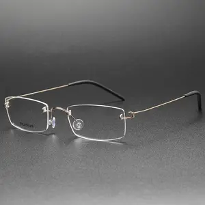 Yüksek kaliteli dikdörtgen çerçevesiz çerçeveleri gözlükler optik gözlük camı gözlük erkekler ve kadınlar için CS2120
