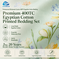 Ensemble de draps en coton Giza imprimé ultra-doux, hypoallergénique, certifié OEKO-TEX, écologique, 400TC, certifié BSCI et ISO9001, de la marque Cloudland