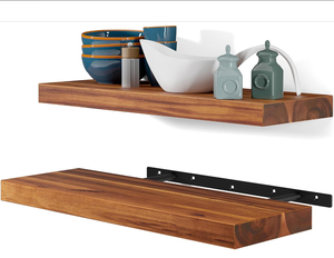 Acacia <strong>Wood</strong> Floating Shelves Wall Mounted Rustic Wall <strong>Storage</strong> Shelf for Bedroom, Kitchen, Home D&eacute;cor - Brackets and <strong>Shelving</strong> - Product Image 1