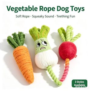 Jouet pour chien en peluche durable en forme de légume avec sifflet et corde – 3 styles pour la dentition et l'interaction – Vente en gros usine – Commande en gros - Product Image 3