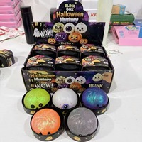 Boîte Mystère de Jouets Squishy Halloween en Forme de Boulette de Cristal, à Remontée Lente, Anti-Stress, Cadeau pour Enfants et Adultes, avec Design Pailleté Fantôme, Citrouille et Yeux